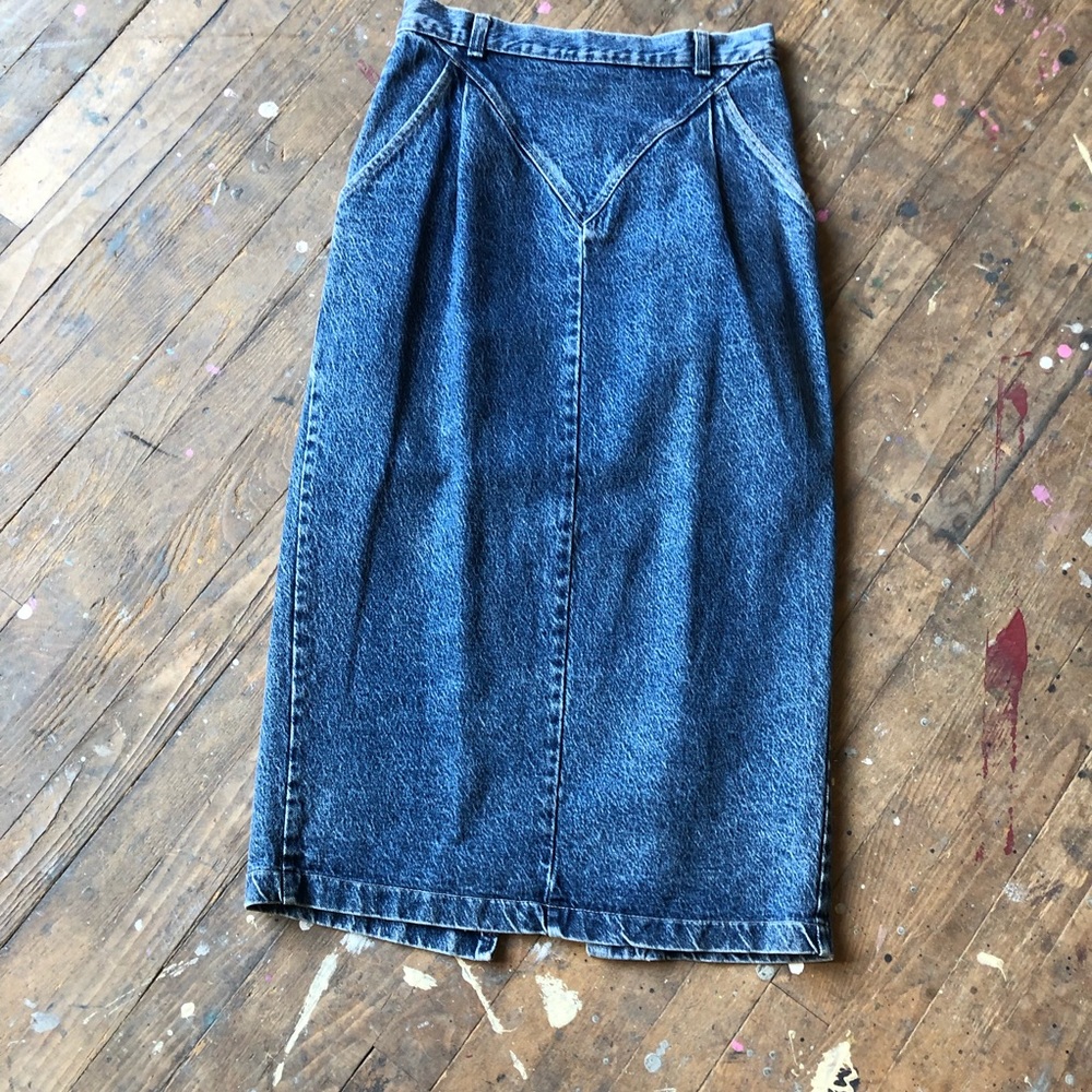 Vintage High Waisted Long Denim Skirt SZ11/12